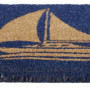 relaxdays Paillasson Coco, Motif voilier, Tapis d’entrée extérieur & intérieur, Maritime, L x P 60 x 40 cm, Bleu/Nature