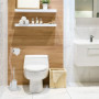 Relaxdays Serviteur WC Non Fixe, Porte-Rouleau, Brosse et Son Support, H x L x P : 75 x 18,5 x 18,5 cm, Blanc et Nature