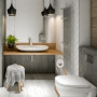 Relaxdays Serviteur WC Non Fixe, Porte-Rouleau, Brosse et Son Support, H x L x P : 75 x 18,5 x 18,5 cm, Blanc et Nature