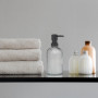 Relaxdays Distributeur de Savon, Lot de 3, Porte-Savon Liquide, Rechargeable, 400 ML, Verre et Plastique, Noir