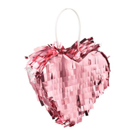 Relaxdays Mini Pinata cœur, à remplir, pour Un Mariage ou Autres fêtes, à accrocher, HxLxP : 13x13,5x5,5 cm, Rose