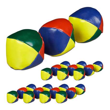 Relaxdays Balles de jonglage, Lot de 24, débutants et Pros, D : 65 mm, PVC & Sable, Boules Jonglerie, Multicolores