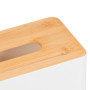 Relaxdays Boîte à mouchoirs, Plastique & Bambou, Distributeur, rectangulaire, HxLxP : 10x23x13 cm, Blanc - Nature