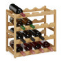 Relaxdays Casier à vin pour 16 Bouteilles, HxLxP : 42,5 x 45 x 23,5 cm, 4 étages, Range-Bouteilles, Bambou, Nature