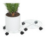 Relaxdays Support pour Plantes, Lot de 2, diamètre : 32 cm, pour Pots de Fleurs, Roues, Acier, pour intérieur, argenté