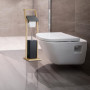 Relaxdays Serviteur WC, en Bambou, Non Fixe, Brosse et Porte-Brosse, H x L x P : 74 x 20 x 20 cm, Noir et Nature