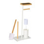 Relaxdays Serviteur WC, mélange de matériaux, Non Fixe, Brosse et Porte-Brosse, Blanc et Nature