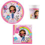 Procos PRO10245291DY - Set de fête S Gabby's Dollhouse, set de 52 pièces, assiettes, gobelets, serviettes, vaisselle jetable, se