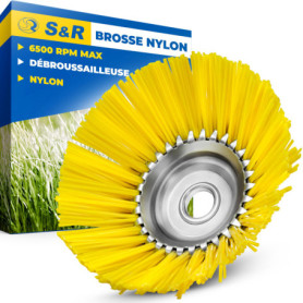 S&R Tête Brosse débroussailleuse Universelle. Brosse Désherbage Gazon mauvaises herbes en nylon 200 x 25,4 mm Jaune