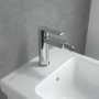 Robinetterie à levier unique Villeroy & Boch Architectura pour bidet, robinet pour bidet avec tirette, mitigeur pour bidet à éco