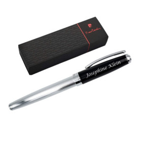 Pierre Cardin Stylo Bille Roller Christophe Stylo Roller Chrome-Noir Avec Laser Gravure Gravé Pour Anniversaire