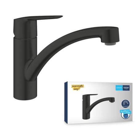GROHE Start Mitigeur Monocommande Evier, Robinet de Cuisine (Bec Bas, Rotation 140°, Installation Facile avec GROHE QuickMount),