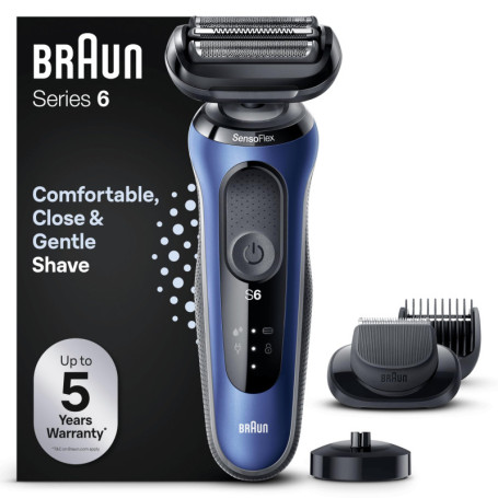 Braun Series 6 61-B4500cs Rasoir Électrique Pour Homme Avec Accessoire Tondeuse À Barbe EasyClick, Base De Recharge, SensoFlex, 