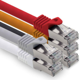 Câble Réseau Cat7 Cat7 10 Gb/s SFTP - 5x 0.5m - RJ45 Ethernet LAN DSL Routeur Modem - 5 couleurs