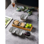 GB6002 Lot de 3 bols de service en céramique avec plateau de service en bambou, idéaux pour tapas, antipasti, sushi, raclette ou