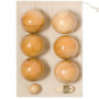 noTrash2003 Lot de 6 boules de pétanque en bois massif avec cône de pétanque pour jeu de plein air pour le jardin ou la plage