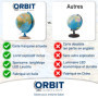 ORBIT Globes & Maps - Globe pour enfants - Globe de 25cm avec pied en bois, carte de France avec de nombreuses illustrations pou