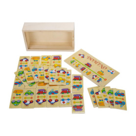 GICO Jeu de dominos en bois pour enfants, garçons, filles et adultes, pour la maison ou comme jeu de voyage - 7968