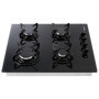 Arebos Table de cuisson à gaz 4 feux | Cuisinière à gaz vitrocéramique 60 cm avec protection automatique des flammes | Gaz natur