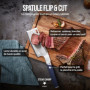 Steak Champ Spatule Flip & Cut : Spatule pour plancha, barbecue et poêle, avec tranchant de couteau de haute qualité et poignée 