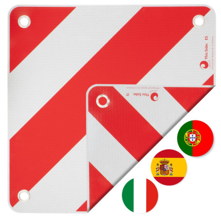 valonic Panneau de signalisation - 3en1 pour l'Italie, l'Espagne et le Portugal - 50x50cm, réfléchissant, pour camping-car, cara