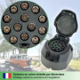 fouraces Prise de remorque - 13 Broches, gabarit - pour Voiture, Auto et Tracteur - Attelage de remorque, Caravane, Noir