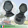 fouraces Prise de remorque - 13 Broches, gabarit - pour Voiture, Auto et Tracteur - Attelage de remorque, Caravane, Noir