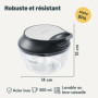 SILBERTHAL Mini Hachoir Manuel En Inox - 5 secondes - Avec Couvercle Et Racloir - Mixeur Coupe Oignons, Ail, Herbes