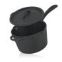 BBQ-Toro Casserole en fonte avec couvercle | 2 litres | Noir – déjà cuite | Petite casserole en fonte avec couvercle