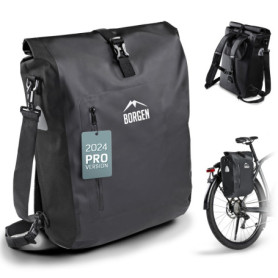 Borgen Sacoche de vélo pour porte-bagages, 25 l, 100 % étanche, poignée de transport et bandoulière, sacoches de vélo arrière, s