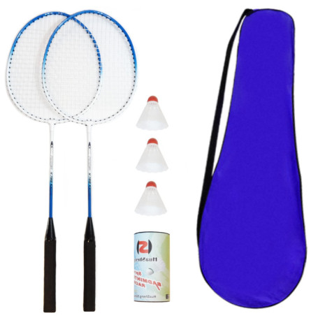 O&W Security Lot de 2 Raquettes de Badminton avec 3 Balle à Ressort et Sac à Raquettes pour Toute la Famille, Vacances, Jardin, 