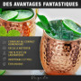 Vezato Verre Moskau Mule [500ml] - Verre en cuivre pour Moskau Mule avec pailles - Verre moscow mule fait main [4 pièces] - Inox