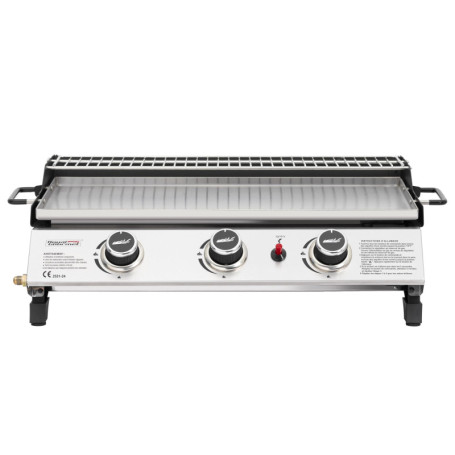 Royal Gourmet Plancha Gaz Propane en Acier Inoxydable, 3 Brûleurs Puissance 7.5kW, Surface Cuisson 61,5 x 32cm avec Grille de Ré