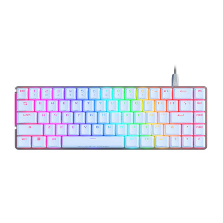 ASUS ROG Falchion Ace White - Clavier Gaming mécanique AZERTY Filaire 65%, Surface latérale Tactile, Dual USB-C, Protection en P