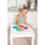 750g de Sable Magique pour les Enfants Lot de 5 Couleurs de Sable avec 5 Moules dans les Seaux Réutilisables Jeu de Sable à mode