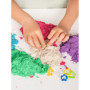 750g de Sable Magique pour les Enfants Lot de 5 Couleurs de Sable avec 5 Moules dans les Seaux Réutilisables Jeu de Sable à mode