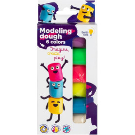 Kit de Pâte à Modeler Bio - 6 Couleurs 0,18 kg Plastiline Argile Autodurcissante Jeux Pate pour Enfant Rentrée Scolaire GenioKid