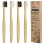 Lot de 4 brosses à dents micro-nano en bambou doux avec 20 000 poils conçus pour les gencives sensibles des enfants et des adult