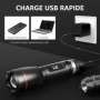 Lepro Lampe Torche Rechargeable, 1000 Lumens Lampe de Poche Ultra Puissante, 5 Modes d'éclairage, Étanche IPX7, Zoomable, Torche