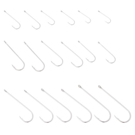 EMSea 90x Hameçons de Pêche en Mer #1-#3/0 en Acier à Haute Teneur en Carbone à Longue Tige pour Brochet Morue Bar Goberge Congr
