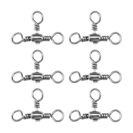 VGOL 80pcs Connecteur d'attirail Pêche à Anneau Rident en Acier Inoxydable Émerillons de Pêche à 3 Voies Accessoires pour Pêche 