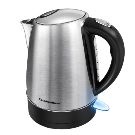 KitchenBoss Bouilloire Électrique：Bouilloire Inox 1,7 L, Bouilloire Electrique Inox avec Filtre Amovible et Voyant Lumineux, 210