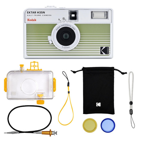 KODAK EKTAR H35N Kit Premium Appareil Photo Demi-Cadre, 35 mm, réutilisable, sans Mise au Point, Fonction Ampoule, Filtre étoile