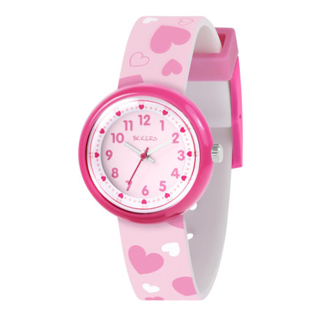 Tikkers Montre analogique pour enfant avec bracelet en forme de cœur Rose, rose, Moderne