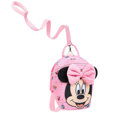 Disney Sac à Dos Minnie - Petit Sac à Dos Fille Crèche Maternelle avec Sangle Anti Perte Détachable