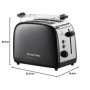 Russell Hobbs Grille pain [Pour 2 tranches] Colours Plus Inox noir (fentes extra larges, 6 niveaux de brunissage rapide, surélév
