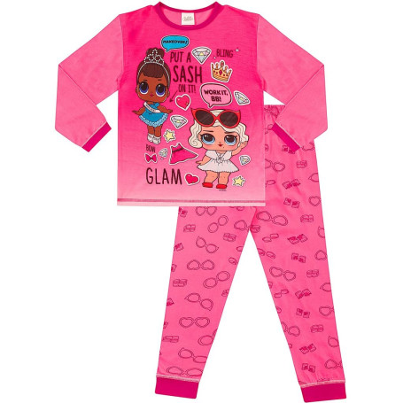 L.O.L. Surprise! Pyjama Long Rose LOL Suprise avec Ceinture pour Fille (8-9 Ans)