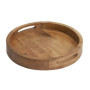 Hazelton Oaks Plateau de service rond en bois avec poignées, plateau de présentation alimentaire de taille moyenne, plateau en b