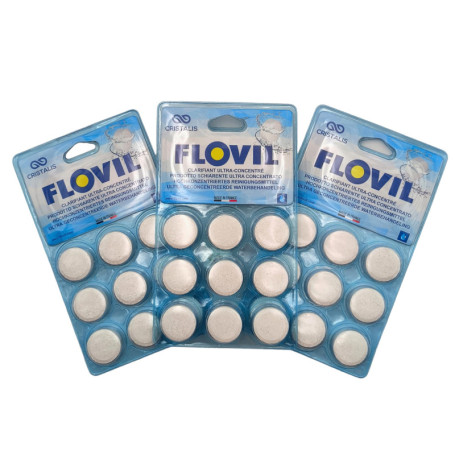 Cristalis Flovil Clarifiant Ultra concentré, pour Tous Types de filtres piscines - Lot de 27 pastilles - Made in France Blanc