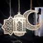 ANCLLO 2 ensembles 6 pièces pendentif en bois ornement Ramadan Kareem décoration lune étoile vent lumière forme pendentif orneme